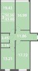 Two bedroom apartment ​​83.80 sq. m.