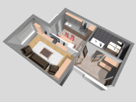 Example of arrangement of furniture for a 3-room apartment house #14,15