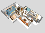Example of arrangement of furniture for a 3-room apartment house #45